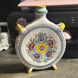 Modra Signed & Numbered Slavic Hand Painted‎ Pottery Flask / Vase